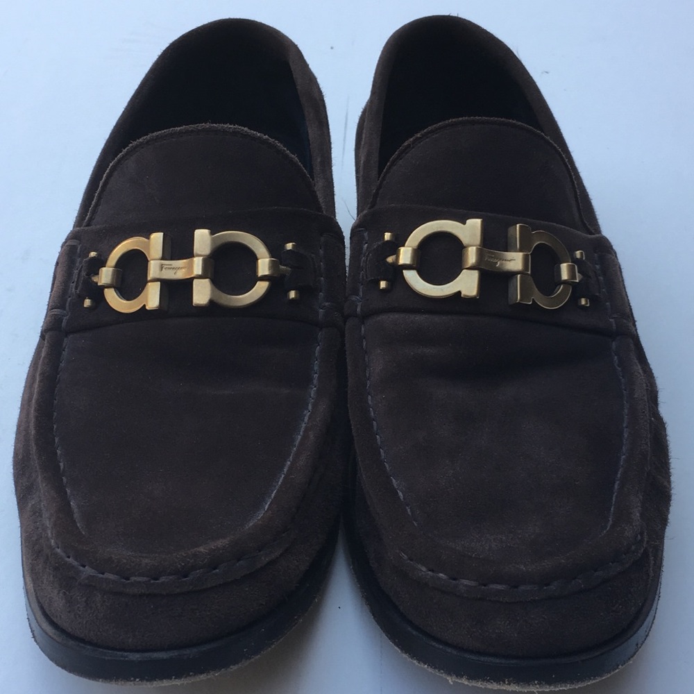 Salvatore Ferragamo dark brown suede loafer